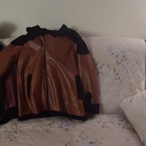 Two coats one burgundy one brown